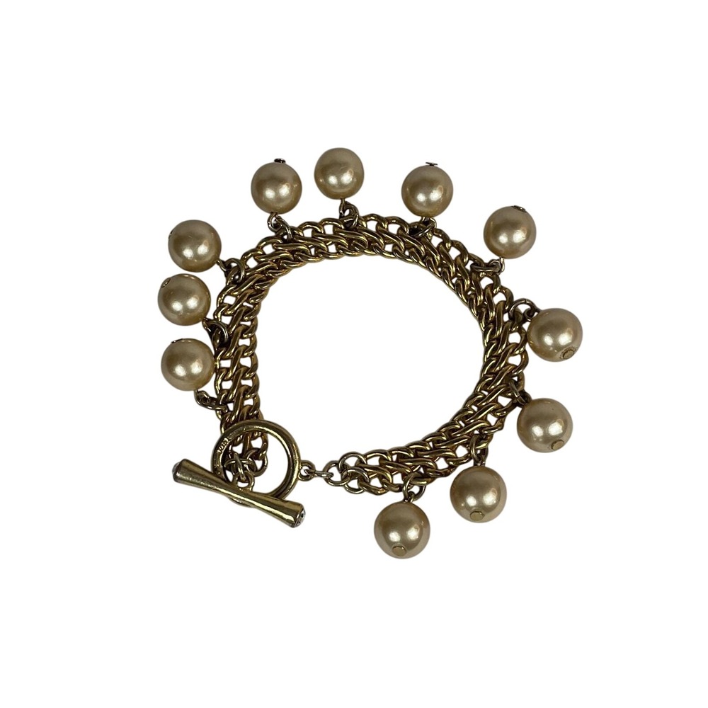 Vintage 70s - 80s Avon Faux Pearl Embellished Rhinestone Tip Bracelet